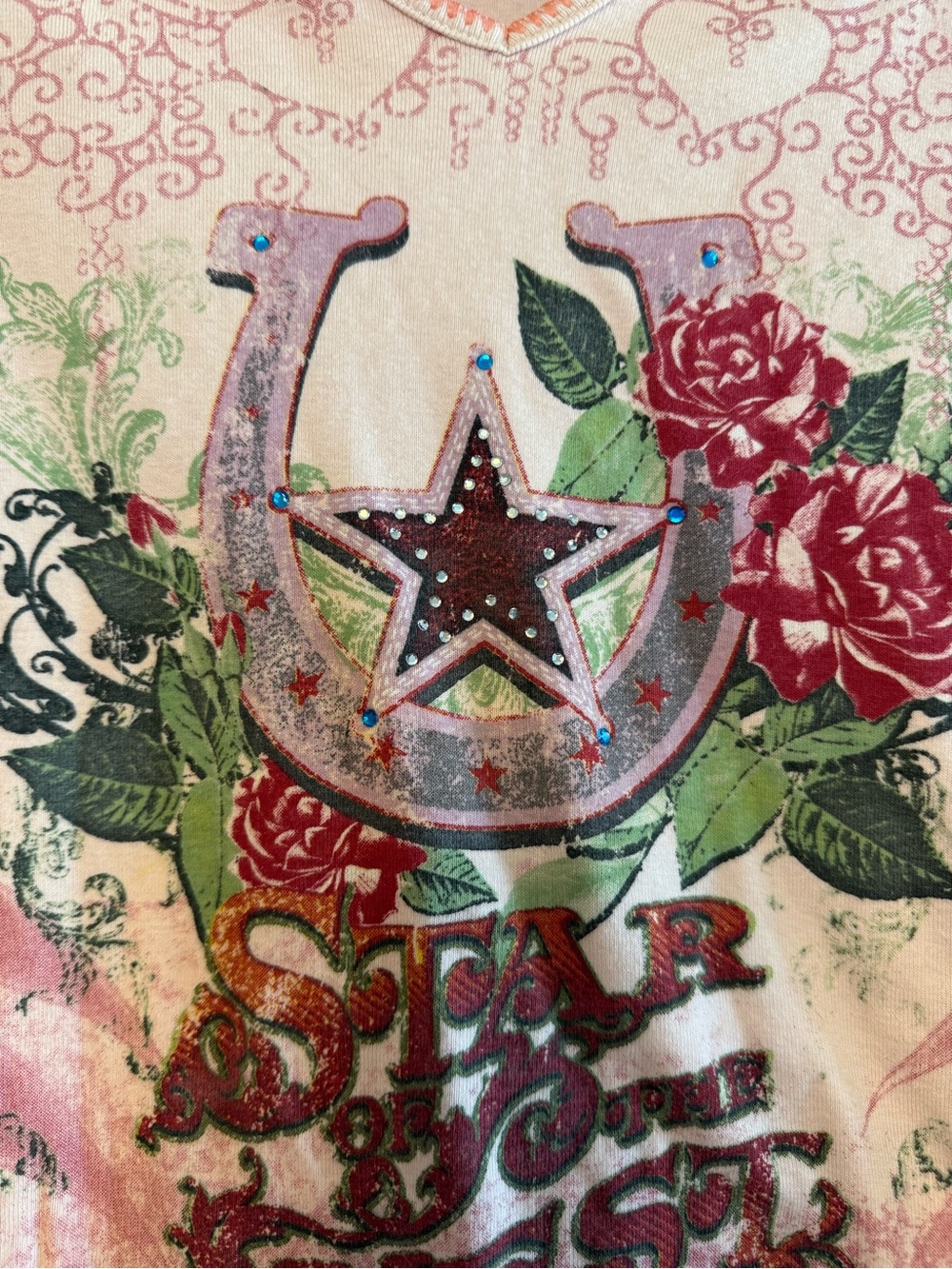 Y2K Western Rhinestone Horseshoe Tunic Katina Marie Star of the West XL - Picture 3 of 8